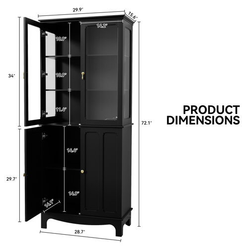 Red Barrel Studio® Ellerby 72" Freestanding Kitchen Pantry with Glass